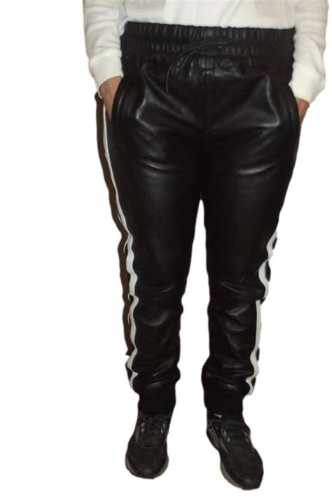 versace leather jogging pants